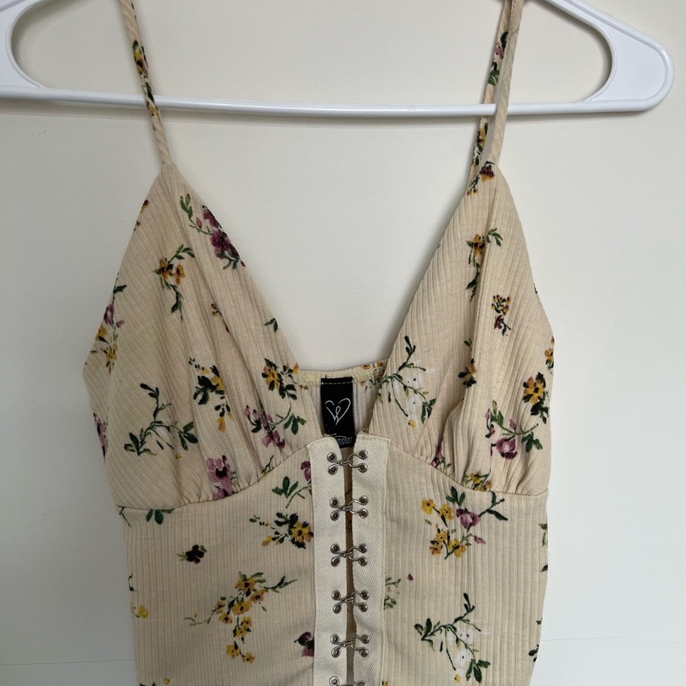 Windsor Cream Camisole with Plunging Neckline and Ribbed Bustier